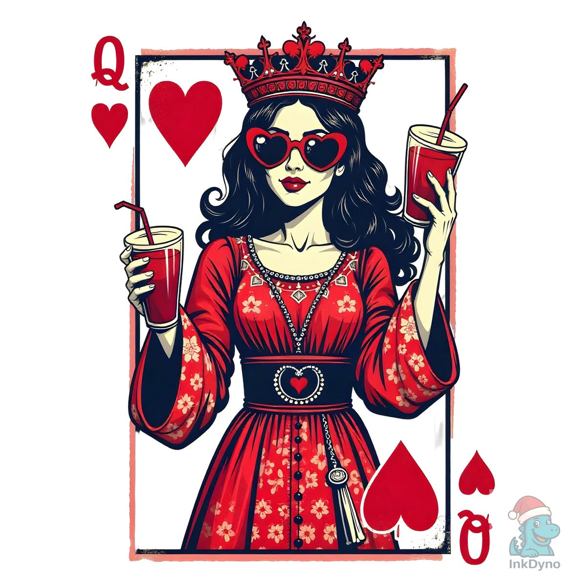 Queen of Hearts with Drinks T-Shirt