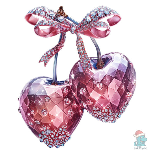 Valentine Cherry Rhinestone Cherry - DTF Transfer