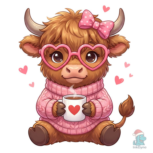 Cute Highland Cow Valentine - DTF Transfer