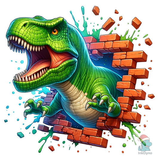 3D T-Rex Dinosaur Hole in a Wall - DTF Transfer