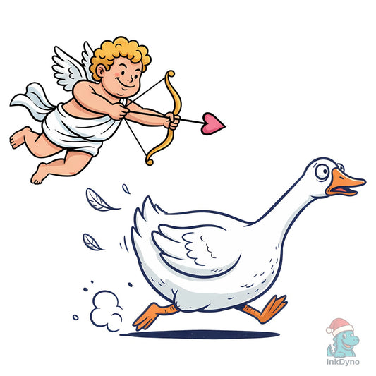 Cupid Goose Chase Funny Valentine - DTF Transfer