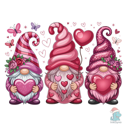 Three Cute Valentines Day Gnome - DTF Transfer