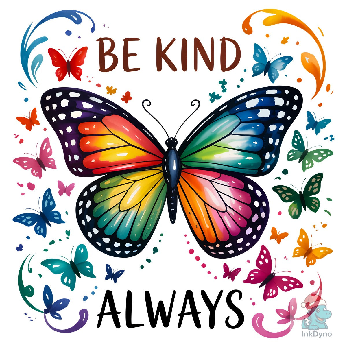 Be Kind Always Colorful Butterflies