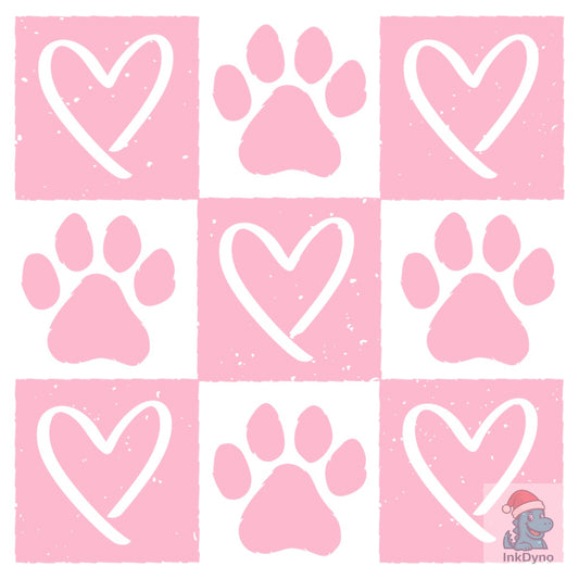 Checked Paw Dog Valentine Coquette - DTF Transfer