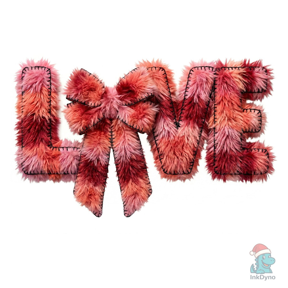 Faux Yarn LOVE Text with Fluffy Bow