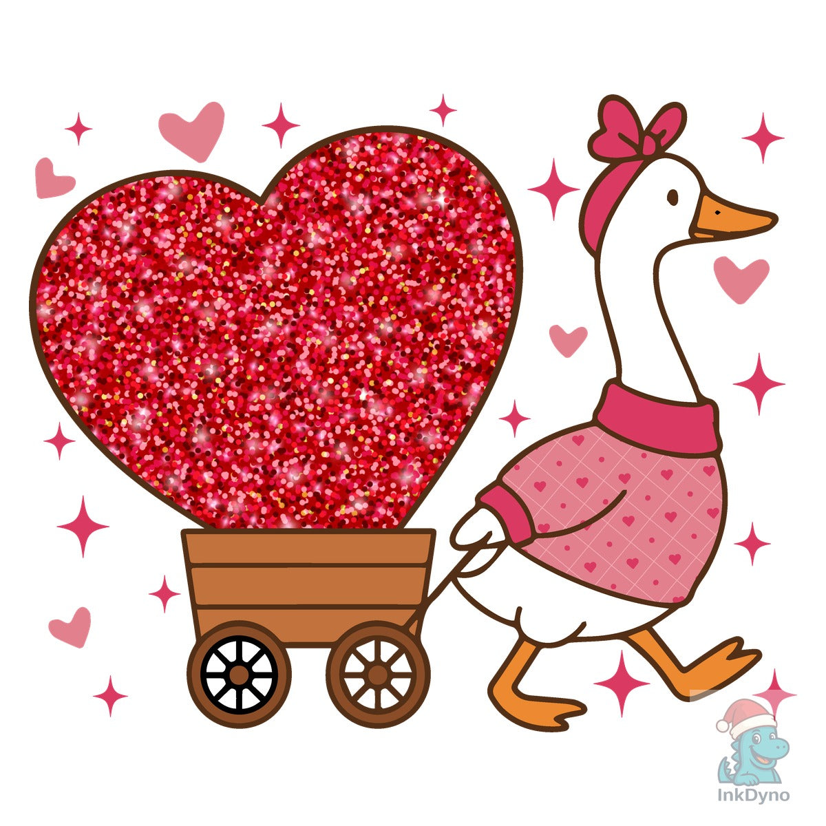 Valentine Goose Glitter Heart