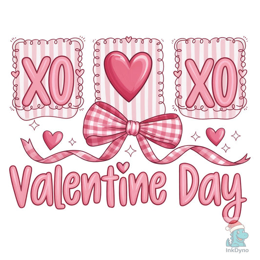 Valentine Brushstroke Heart Bow - DTF Transfer