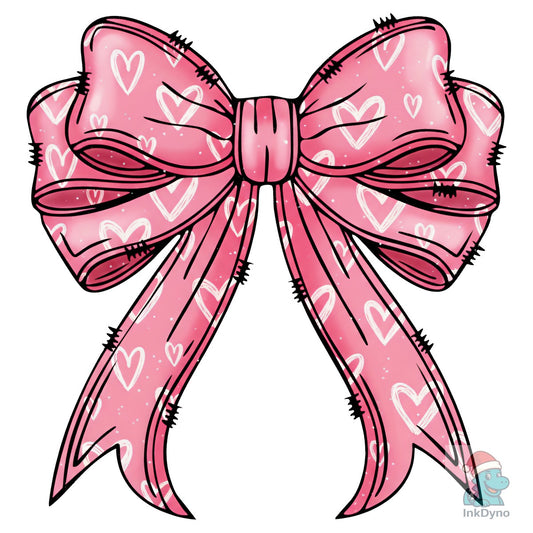 Cute Pink Heart Pattern Valentine Bow - DTF Transfer