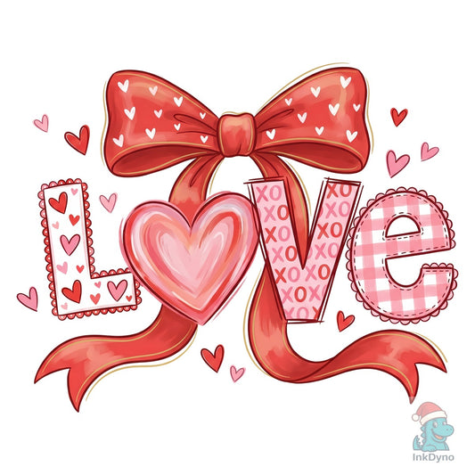 Love Valentine Coquette Bow Design - DTF Transfer