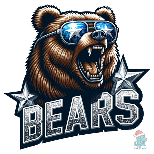Bears Football Mascot Silver Stars - DTF Transfer