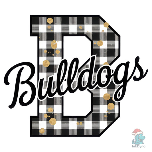 Checkered Bulldogs Football Mascot - DTF Transfer