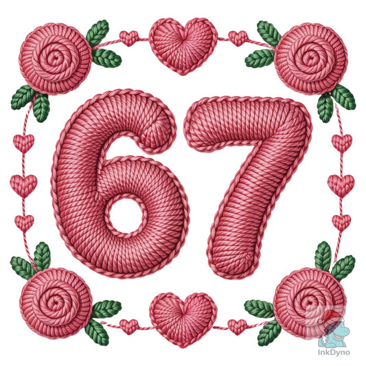 Crochet 67 Valentine Heart Rose - DTF Transfer