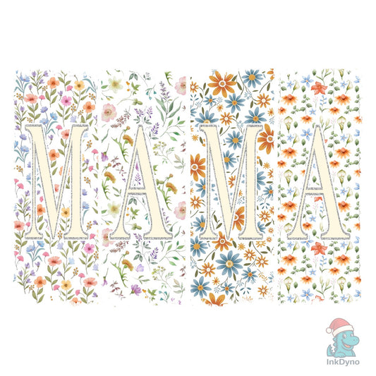 Dark Floral Block Mama - DTF Transfer