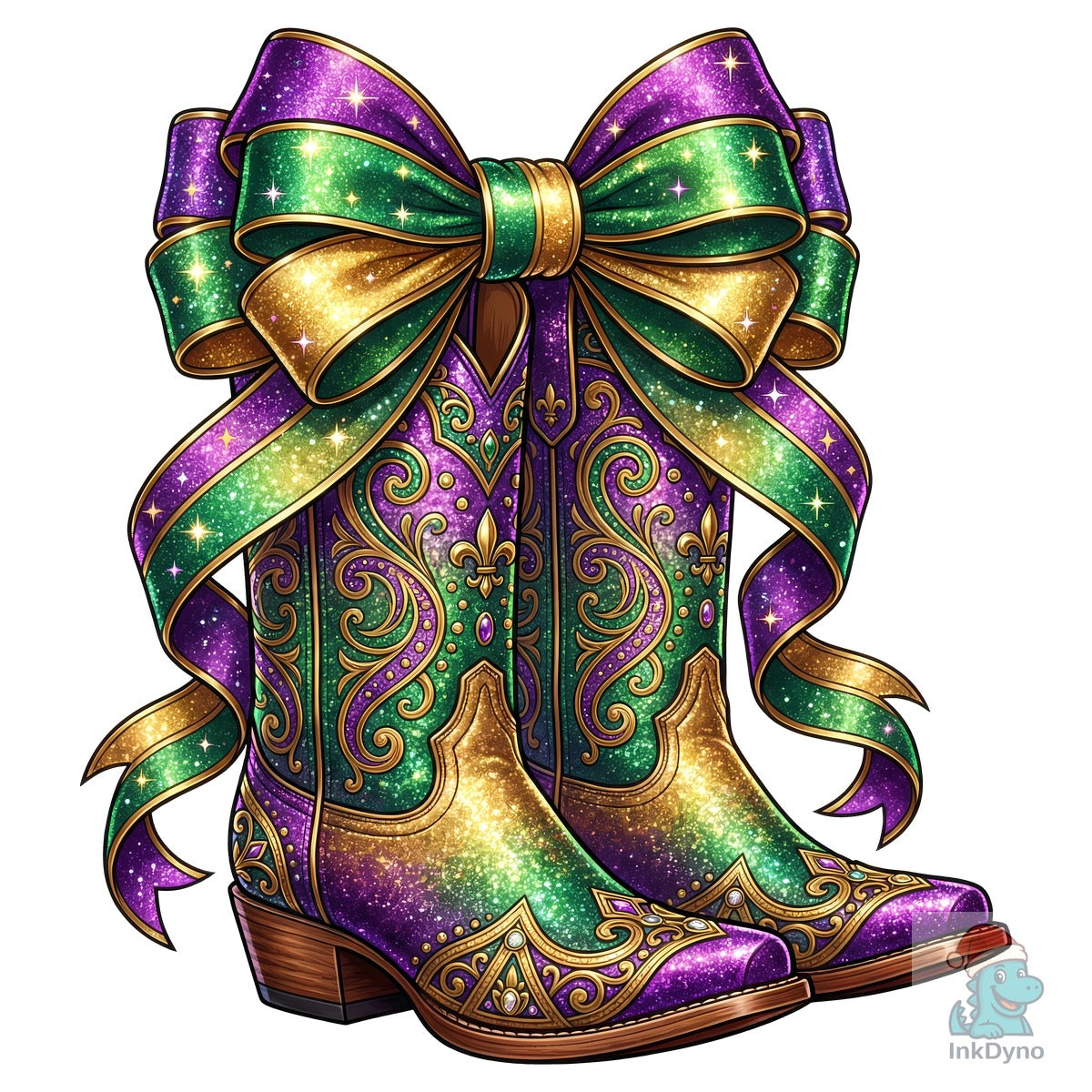 Mardi Gras Cowboy Boots Sublimation