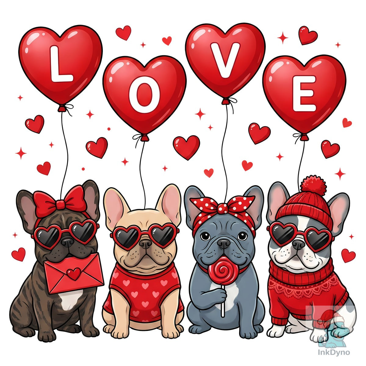 Cute Valentine French Bulldog Dogs