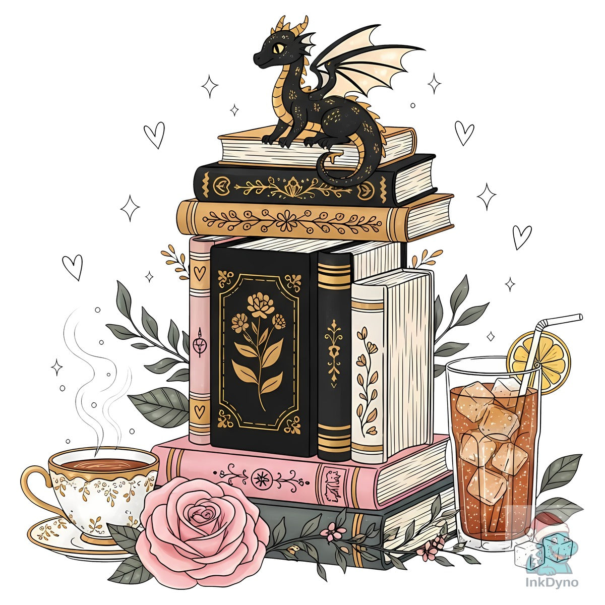 Cute Dragon on Book Stack