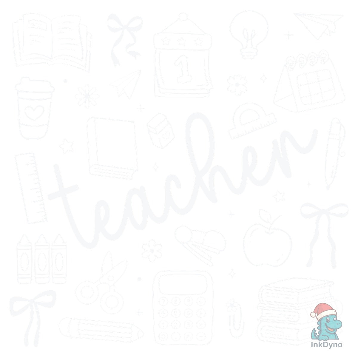 Preppy Teacher Coquette Pink Bow Doodle