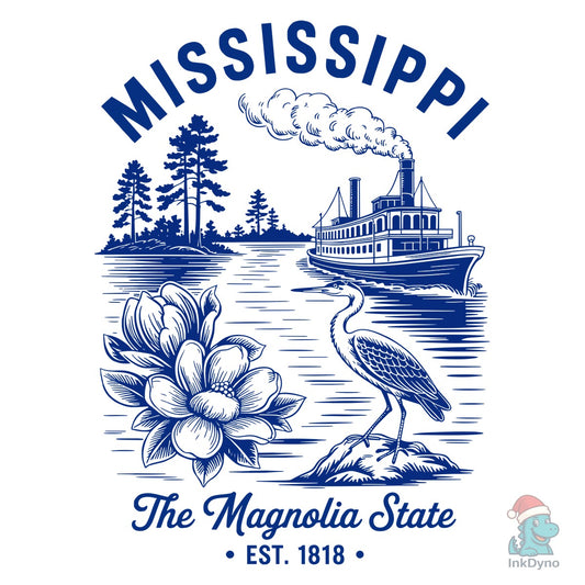 Mississippi the Magnolia State T-shirt - DTF Transfer