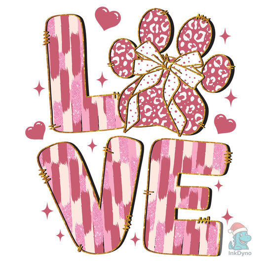 LOVE Paw Print Valentine Dog Mom - DTF Transfer