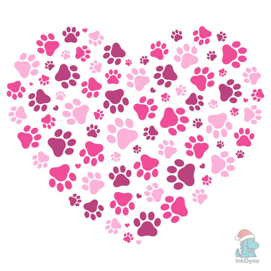 Valentine Dog Paw Print Heart - DTF Transfer