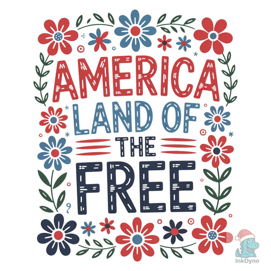 Boho Floral America Land of the Free - DTF Transfer