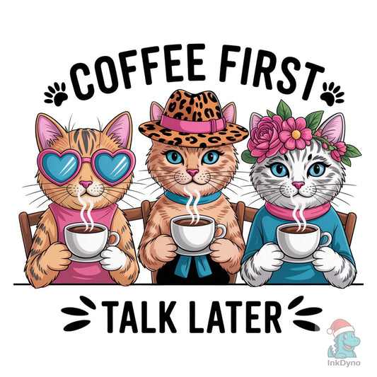 Funny Coffee Funny Cat Shirt Design - DTF Transfer