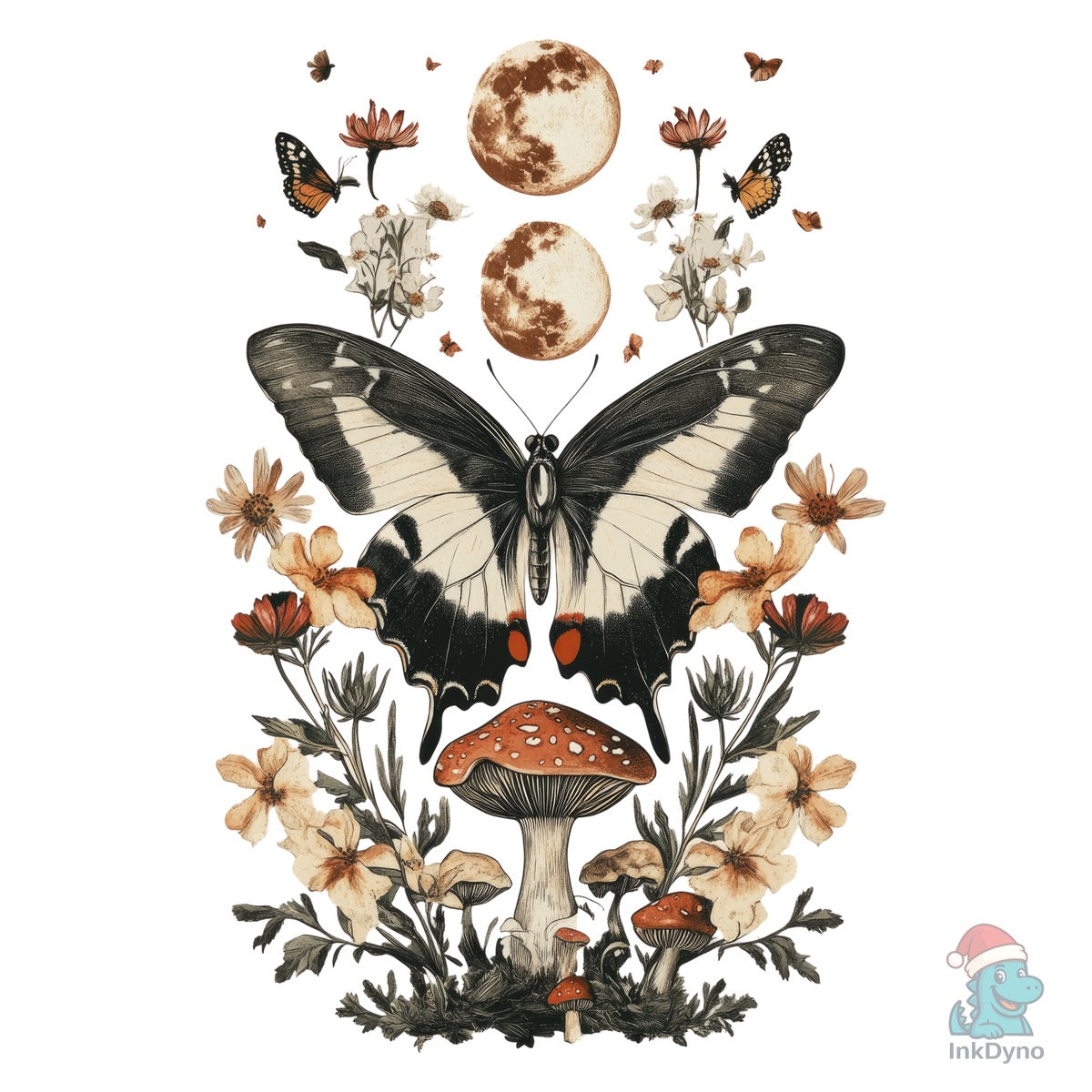 Celestial Moon Boho Flower Shirt Design