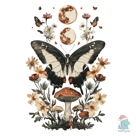 Celestial Moon Boho Flower Shirt Design - DTF Transfer