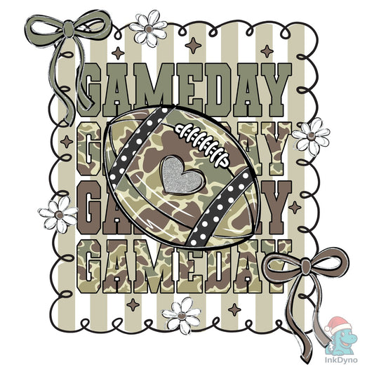 Camo Football Coquette Game Day - DTF Transfer
