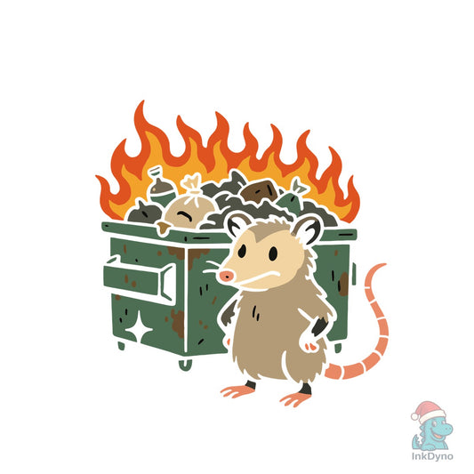 Funny Opossum Dumpster Fire T-Shirt - DTF Transfer