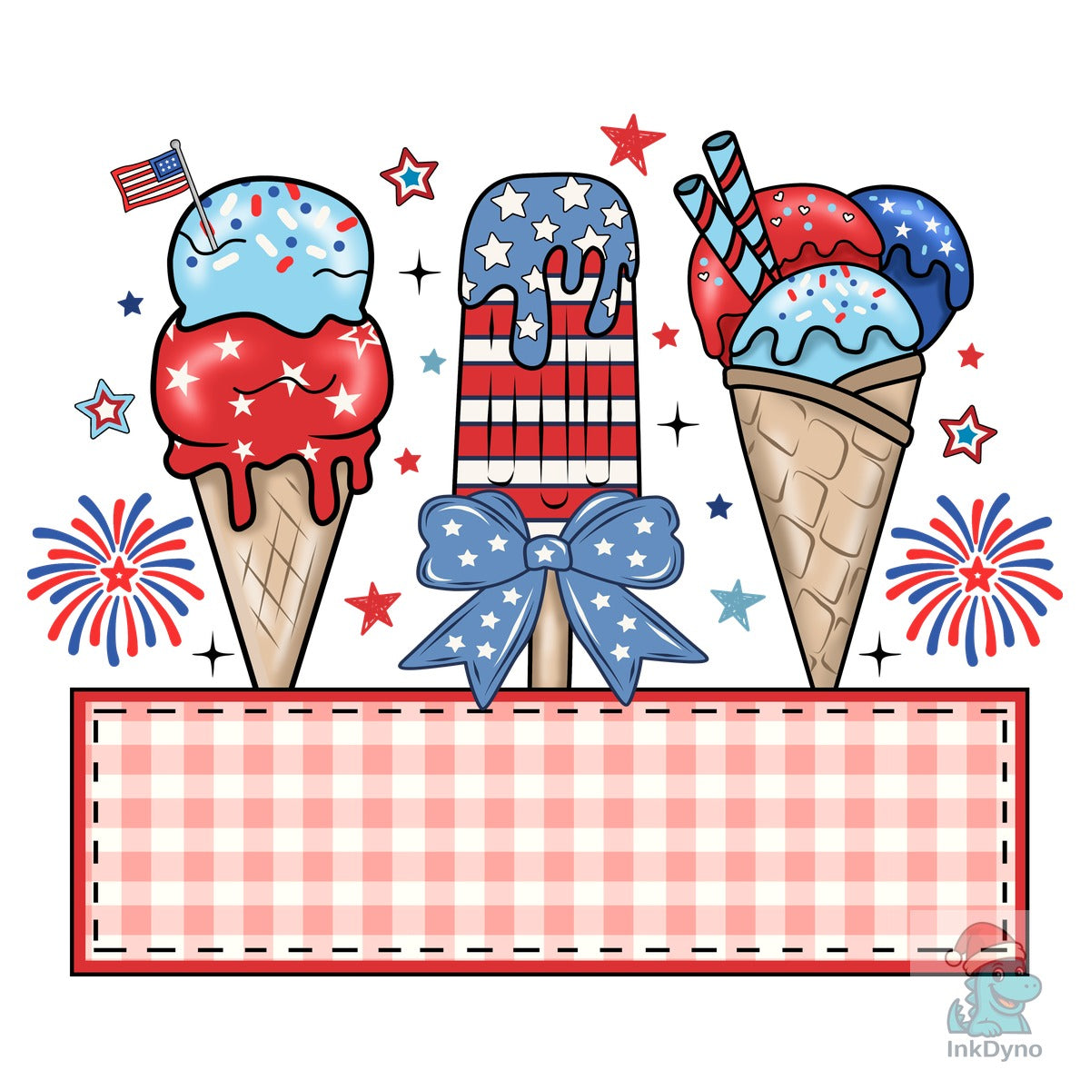 4th of July Kids Kid Name Bow