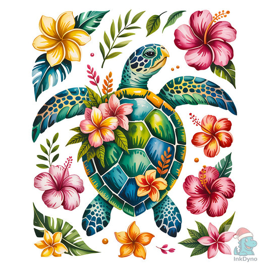 Boho Floral Sea Turtle Tropical DTF - DTF Transfer