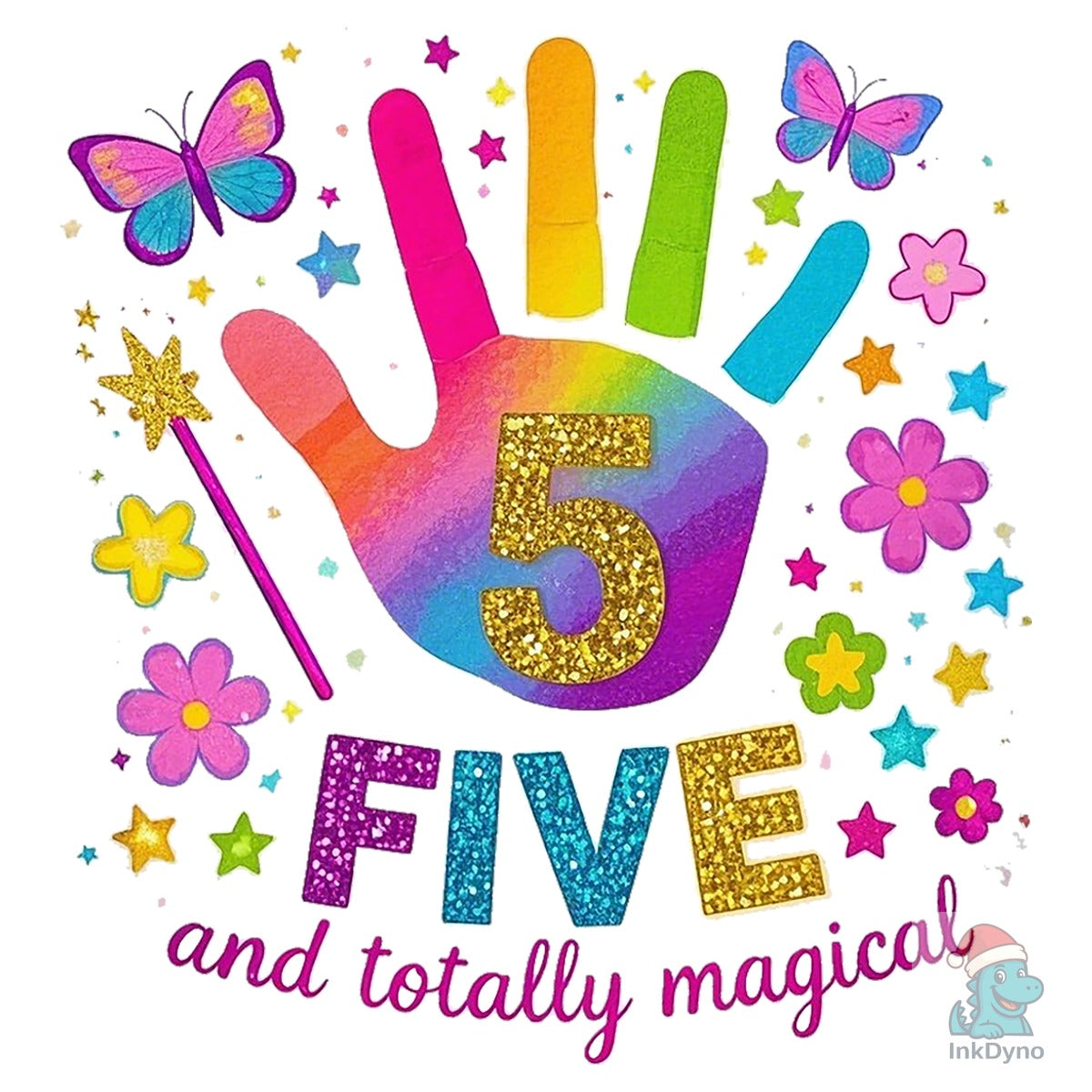 Cute 5th Birthday Handprint Art T-Shirt