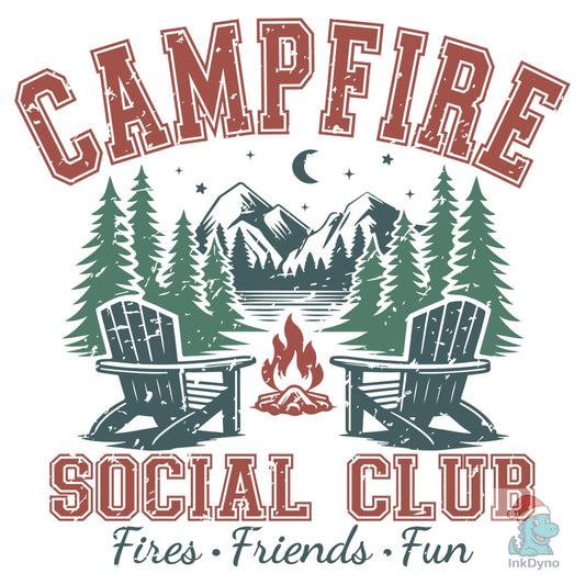 Camping Summer Campfire Social Club - DTF Transfer