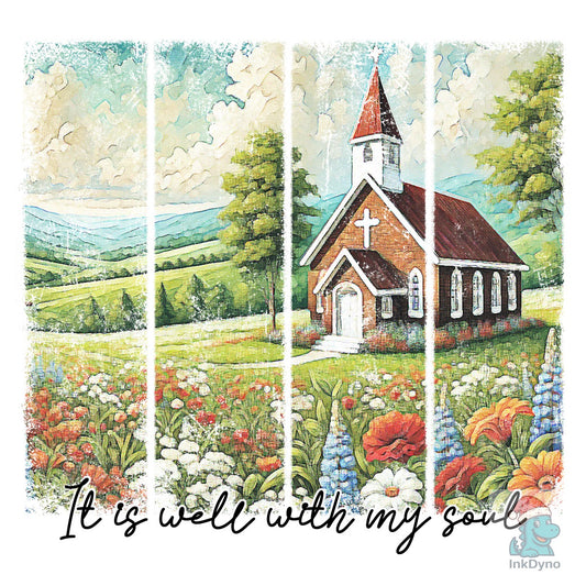 Country Church Floral Panel - DTF Transfer
