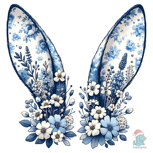 Easter Bunny Ears Floral Toile De Jouy - DTF Transfer
