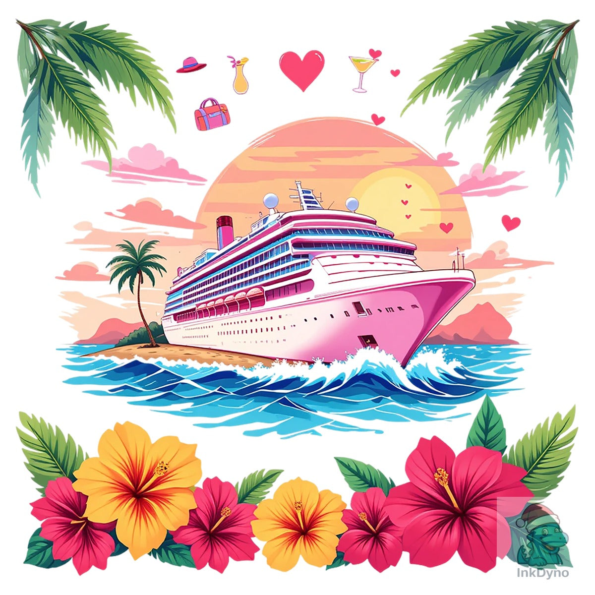 Sunset Cruise Ship T-shirt Design