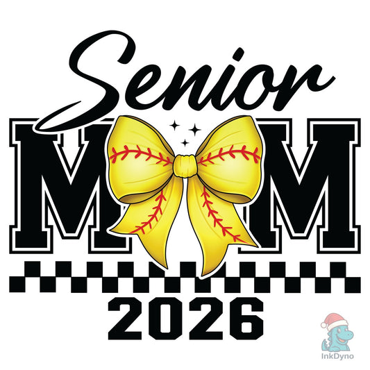 Senior Softball Mom 2026 Coquette Bow - DTF Transfer