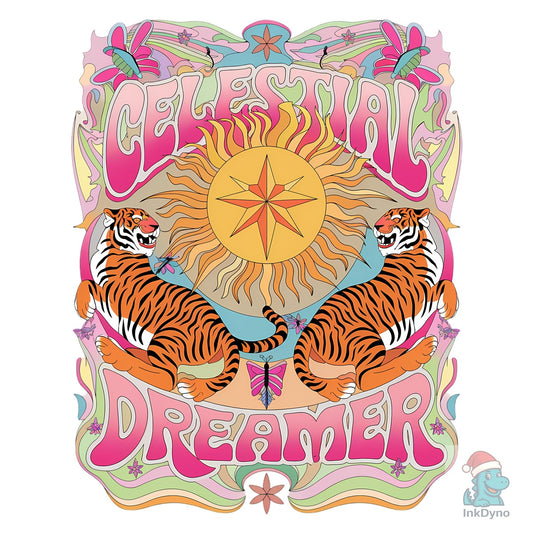 Celestial Dreamer Boho Tiger Design - DTF Transfer