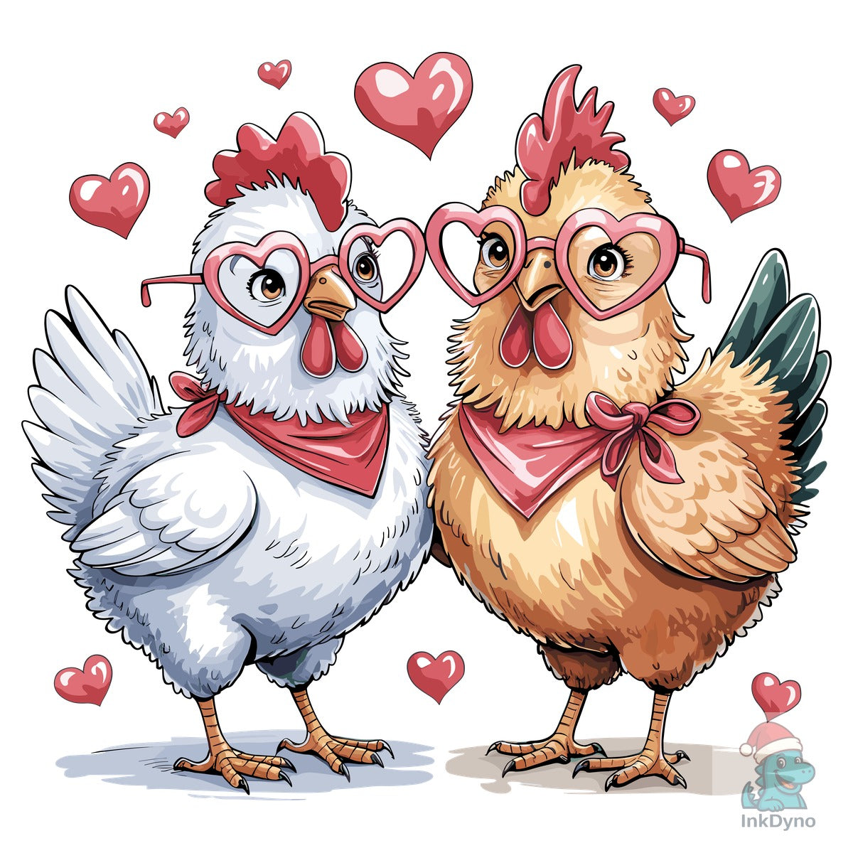 Adorable Chicken Couple Valentine Vector