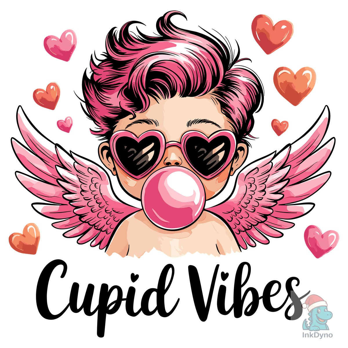 Cupid Vibes Pink Heart Wing Valentine.