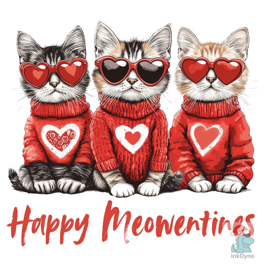 Valentine Cat Valentine Heart - DTF Transfer
