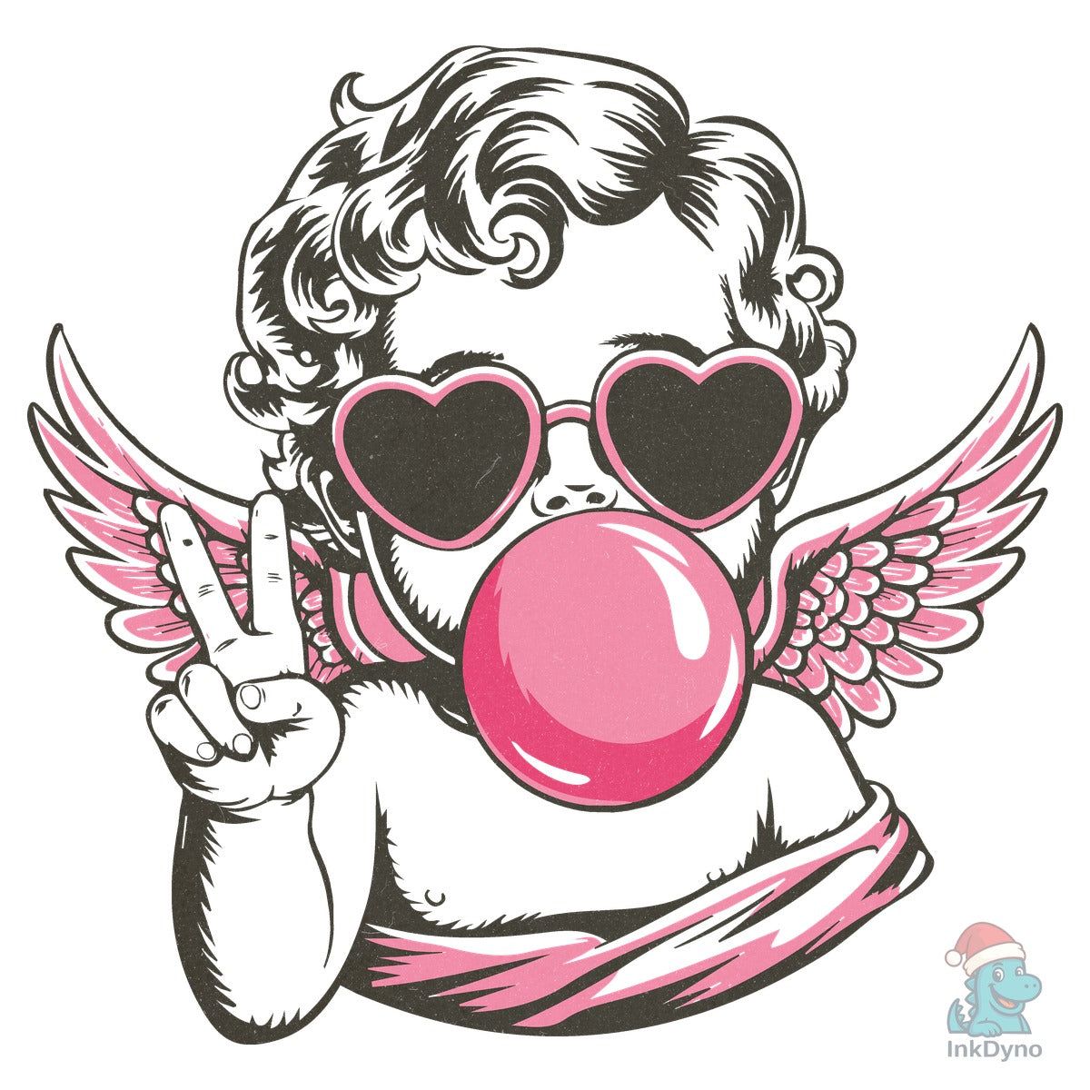 Retro Cupid Valentine Blowing Bubble