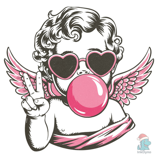 Retro Cupid Valentine Blowing Bubble - DTF Transfer
