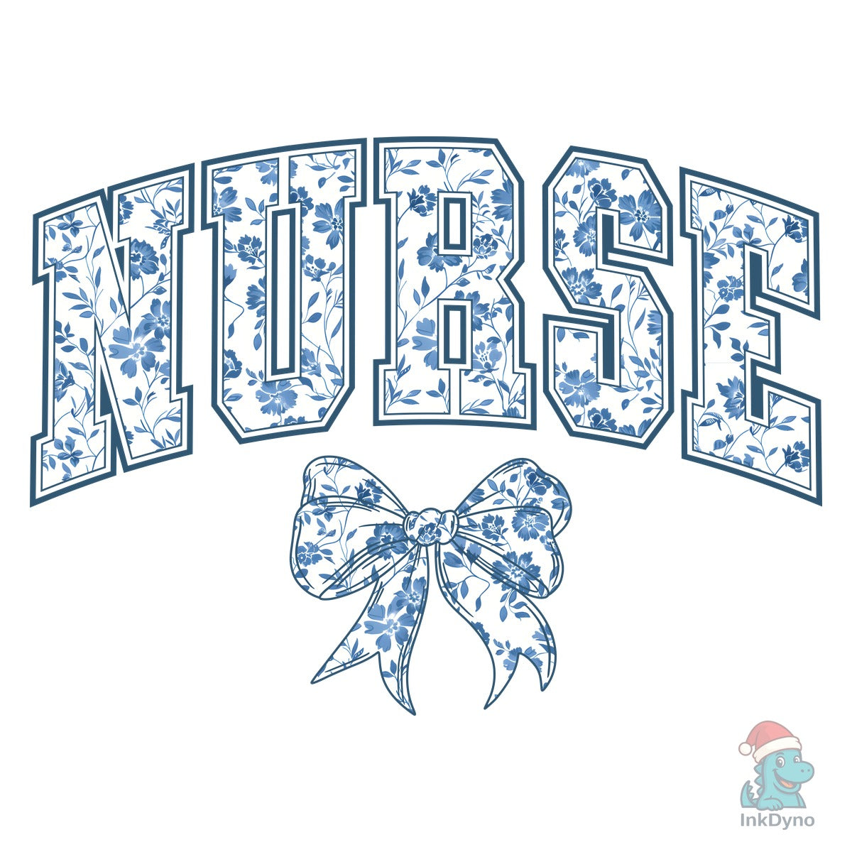 Nurse Chinoiserie Blue Coquette Bow