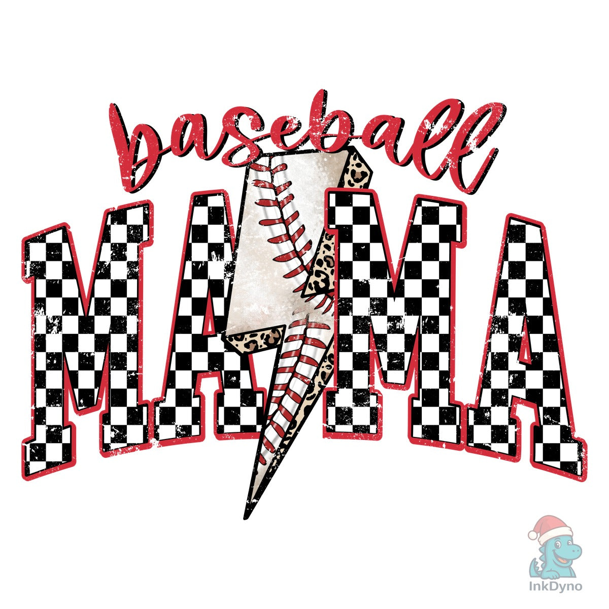 Baseball Mama Retro Checkered Distressed