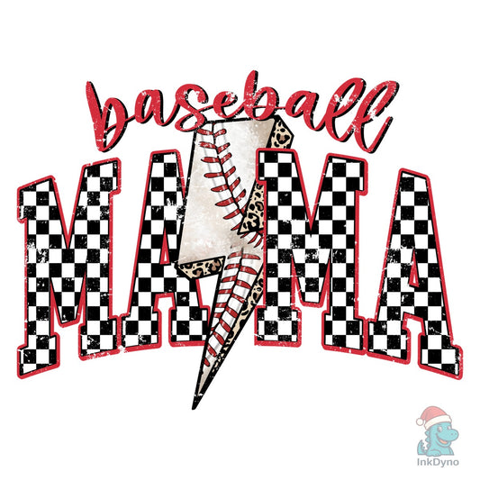 Baseball Mama Retro Checkered Distressed - DTF Transfer