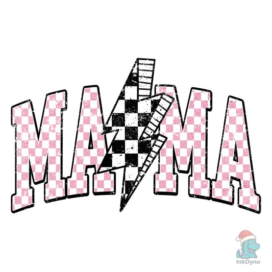 Retro Mama Checkered Lightning Bolt - DTF Transfer