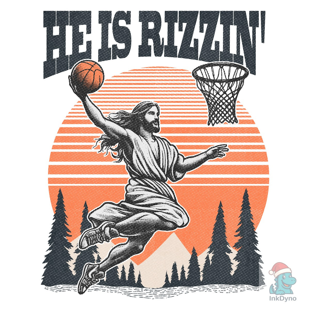 He Is Rizzin Basketball Jesus Tee Art