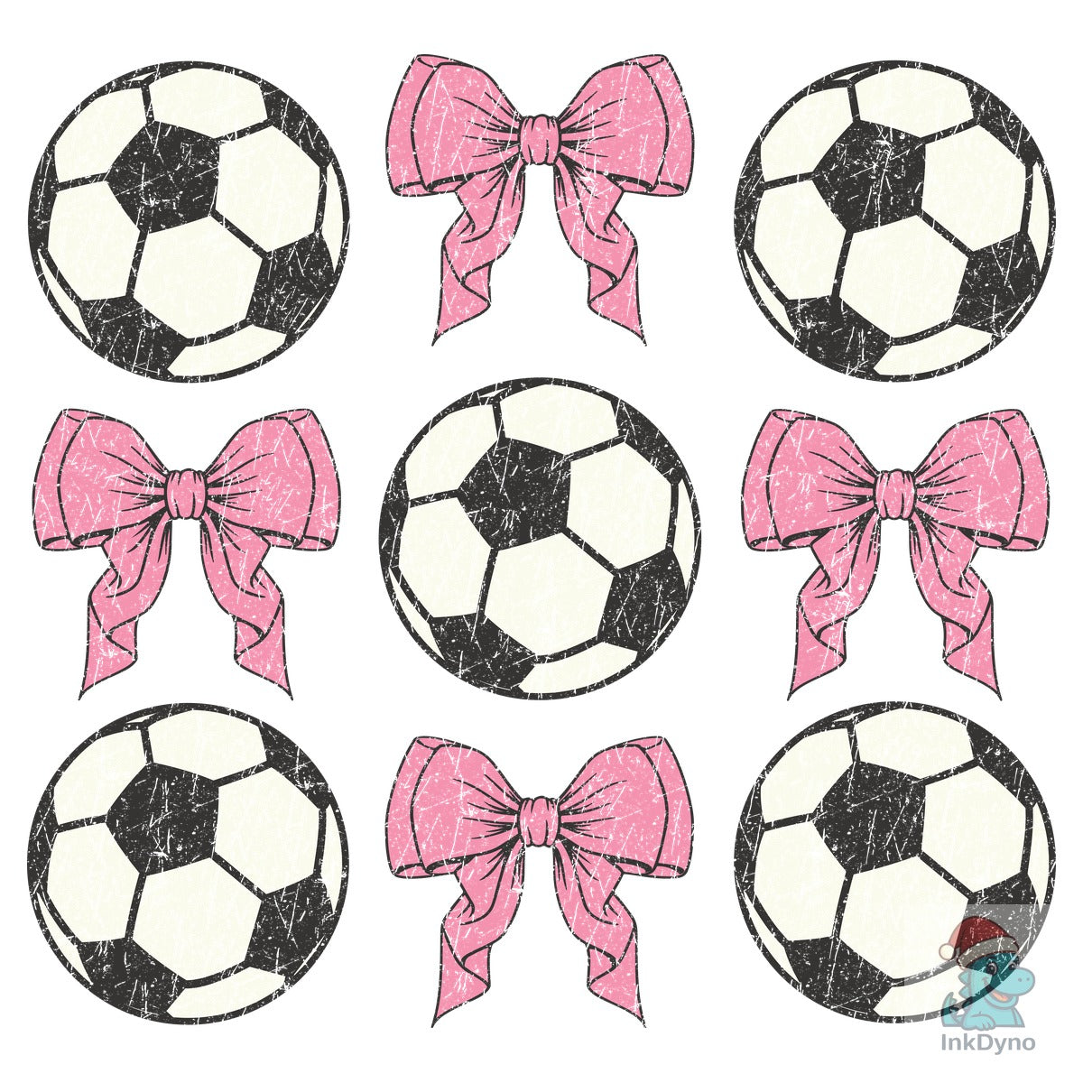 Coquette Soccer Distressed Pink Bow